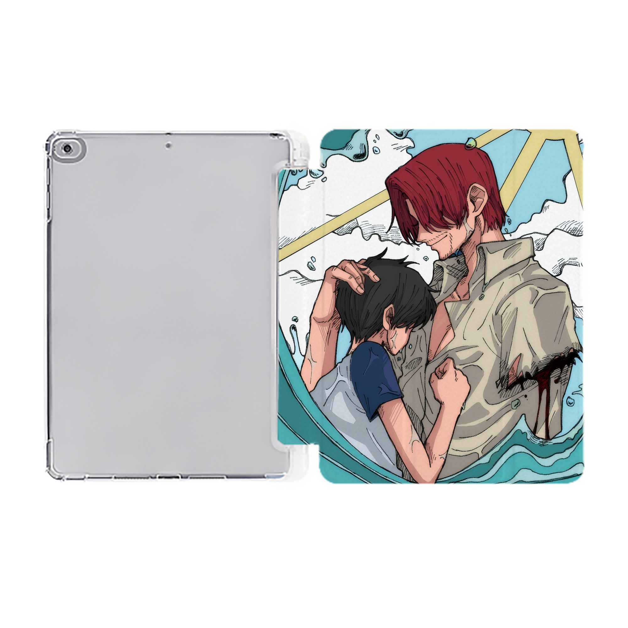 ワンピース ONE PIECE IPad ケース ペン収納付き 三つ折りスタンド PUレザー×シリコン 対応機種9.5/10.5/10.9インチ